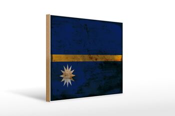 Panneau en bois drapeau Nauru 40x30cm Drapeau de Nauru signe rouille 1