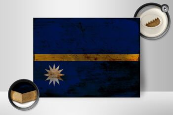 Panneau en bois drapeau Nauru 40x30cm Drapeau de Nauru signe rouille 2