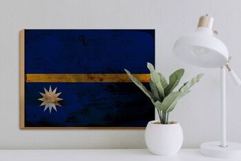 Panneau en bois drapeau Nauru 40x30cm Drapeau de Nauru signe rouille 3