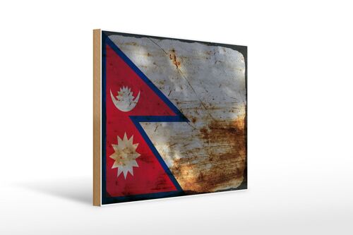 Holzschild Flagge Nepal 40x30cm Flag of Nepal Rost Schild