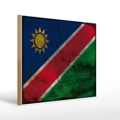 Cartello in legno bandiera Namibia 40x30 cm Bandiera della Namibia cartello decorativo color ruggine