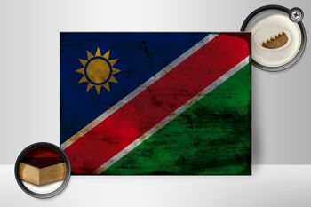 Panneau en bois drapeau Namibie 40x30cm Drapeau de Namibie signe décoratif rouille 2