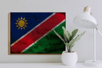 Panneau en bois drapeau Namibie 40x30cm Drapeau de Namibie signe décoratif rouille 3