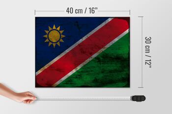 Panneau en bois drapeau Namibie 40x30cm Drapeau de Namibie signe décoratif rouille 4