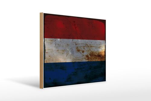 Holzschild Flagge Niederlande 40x30cm Netherlands Rost Deko Schild