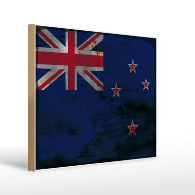 Holzschild Flagge Neuseeland 40x30cm New Zealand Rost Deko Schild