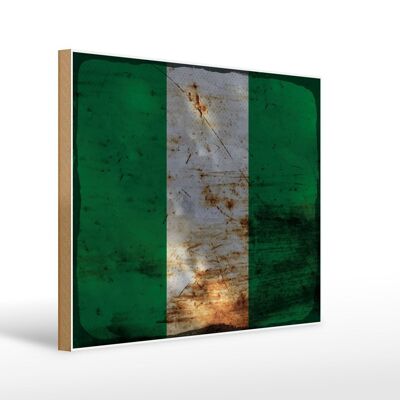 Letrero de madera bandera Nigeria 40x30cm Bandera de Nigeria letrero decorativo óxido