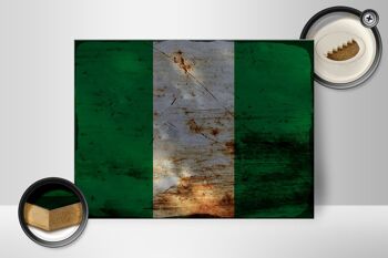 Panneau en bois drapeau Nigeria 40x30cm, drapeau du Nigeria, signe décoratif rouille 2