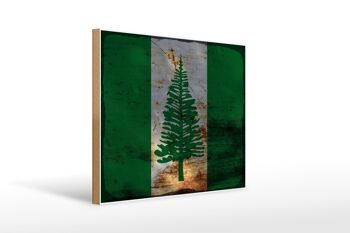 Panneau en bois drapeau de l'île Norfolk, 40x30cm, signe de rouille 1