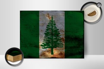 Panneau en bois drapeau de l'île Norfolk, 40x30cm, signe de rouille 2