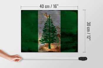 Panneau en bois drapeau de l'île Norfolk, 40x30cm, signe de rouille 4