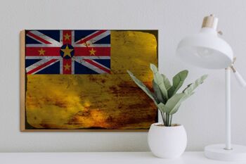Panneau en bois drapeau Niue 40x30cm Drapeau de Niue signe rouille 3