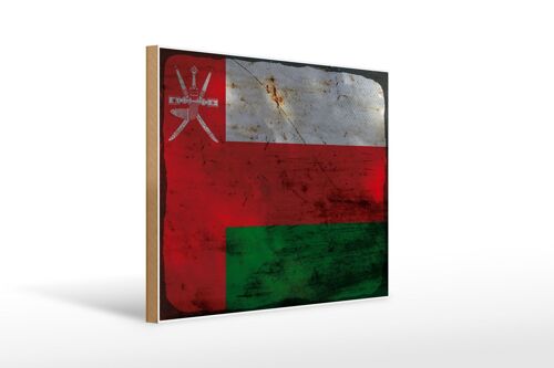 Holzschild Flagge Oman 40x30cm Flag of Oman Rost Schild