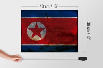 Panneau en bois drapeau Corée du Nord 40x30cm Panneau décoratif rouille Corée du Nord 4