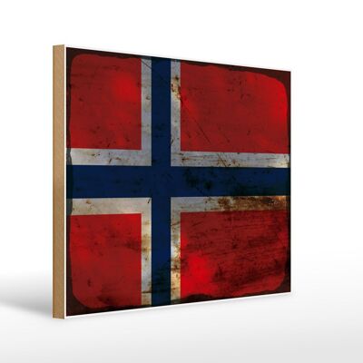 Holzschild Flagge Norwegen 40x30cm Flag Norway Rost Schild