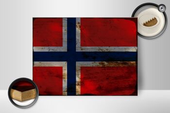 Panneau en bois drapeau Norvège 40x30cm Drapeau Norvège signe rouille 2