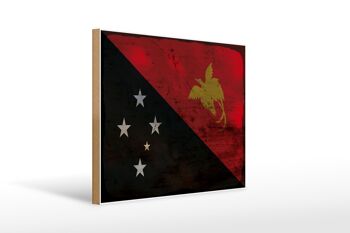 Panneau en bois drapeau Papouasie ?Nouvelle-Guinée 40x30cm Panneau rouille de Nouvelle-Guinée 1