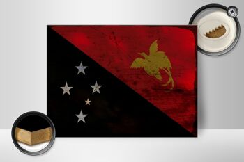 Panneau en bois drapeau Papouasie ?Nouvelle-Guinée 40x30cm Panneau rouille de Nouvelle-Guinée 2
