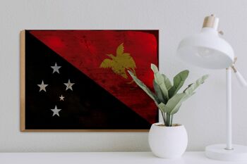 Panneau en bois drapeau Papouasie ?Nouvelle-Guinée 40x30cm Panneau rouille de Nouvelle-Guinée 3