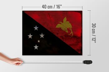 Panneau en bois drapeau Papouasie ?Nouvelle-Guinée 40x30cm Panneau rouille de Nouvelle-Guinée 4