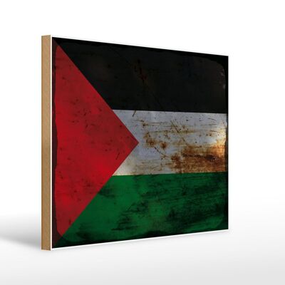 Letrero de madera bandera Palestina 40x30cm Bandera Palestina óxido cartel decorativo