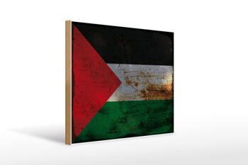 Panneau en bois drapeau Palestine 40x30cm, drapeau Palestine, panneau décoratif rouille 1