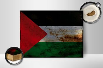 Panneau en bois drapeau Palestine 40x30cm, drapeau Palestine, panneau décoratif rouille 2