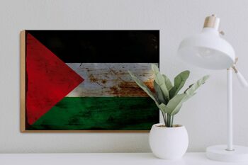 Panneau en bois drapeau Palestine 40x30cm, drapeau Palestine, panneau décoratif rouille 3