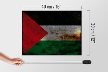 Panneau en bois drapeau Palestine 40x30cm, drapeau Palestine, panneau décoratif rouille 4