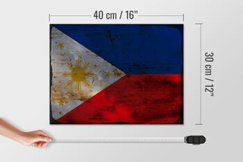 Panneau en bois drapeau Philippines 40x30cm panneau décoratif rouille Philippines 4