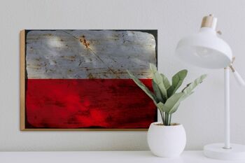Panneau en bois drapeau Pologne 40x30cm Drapeau de Pologne signe rouille 3