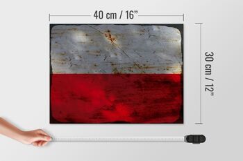 Panneau en bois drapeau Pologne 40x30cm Drapeau de Pologne signe rouille 4
