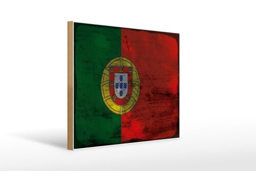 Holzschild Flagge Portugal 40x30cm Flag of Portugal Rost Schild