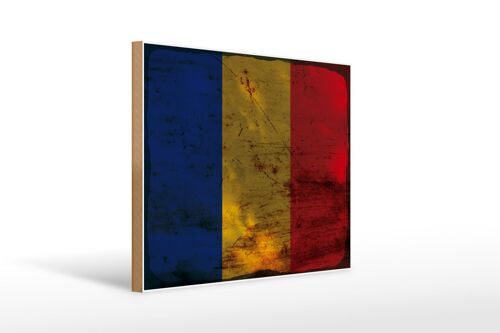 Holzschild Flagge Rumänien 40x30cm Flag of Romania Rost Deko Schild