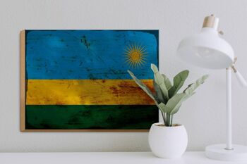 Panneau en bois drapeau Rwanda 40x30cm, drapeau du Rwanda, signe décoratif rouille 3