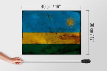 Panneau en bois drapeau Rwanda 40x30cm, drapeau du Rwanda, signe décoratif rouille 4