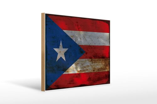 Holzschild Flagge Puerto Rico 40x30cm Puerto Rico Rost Deko Schild