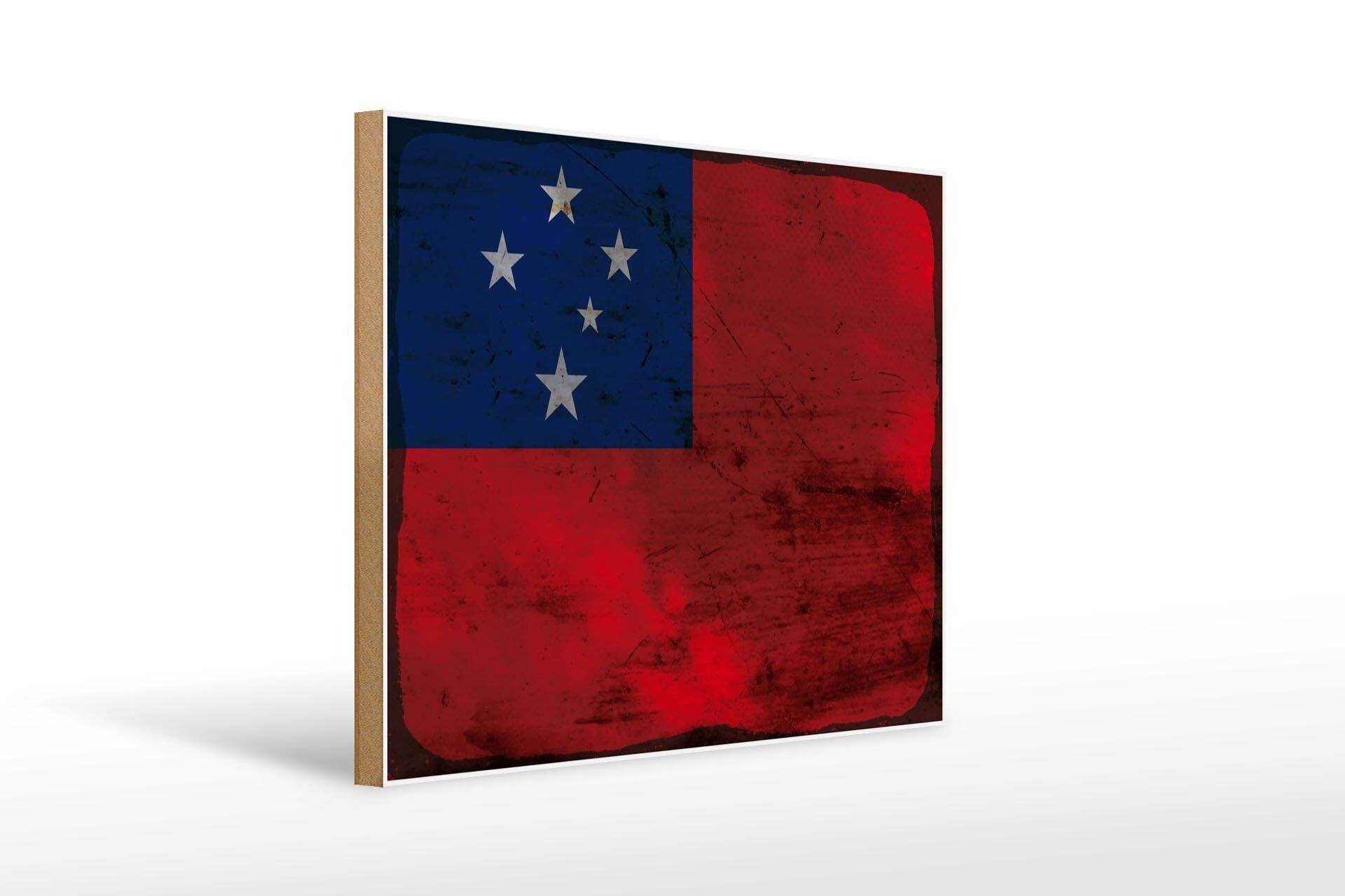 Letrero de madera bandera Samoa 40x30cm Bandera de Samoa letrero oxidado