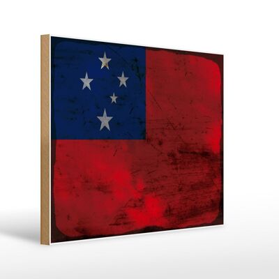 Holzschild Flagge Samoa 40x30cm Flag of Samoa Rost Schild