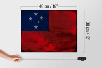 Panneau en bois drapeau Samoa 40x30cm Drapeau des Samoa signe rouille 4