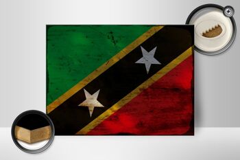 Panneau en bois drapeau St. Panneau décoratif rouille drapeau Kitts et Nevis 40x30cm 2