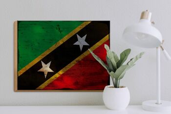 Panneau en bois drapeau St. Panneau décoratif rouille drapeau Kitts et Nevis 40x30cm 3