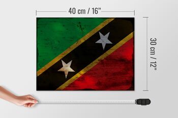 Panneau en bois drapeau St. Panneau décoratif rouille drapeau Kitts et Nevis 40x30cm 4