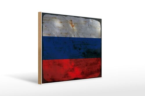 Holzschild Flagge Russland 40x30cm Flag of Russia Rost Deko Schild