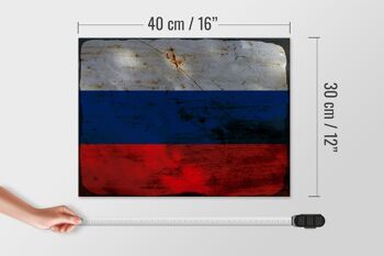 Panneau en bois drapeau Russie 40x30cm Drapeau de la Russie signe décoratif rouille 4