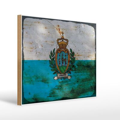 Cartello in legno bandiera San Marino 40x30 cm San Marino cartello decorativo ruggine