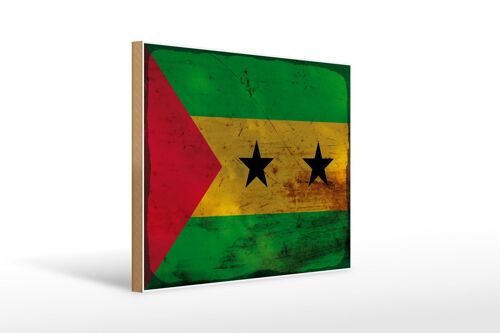 Holzschild Flagge São Tomé und Príncipe 40x30cm Flag Rost Schild