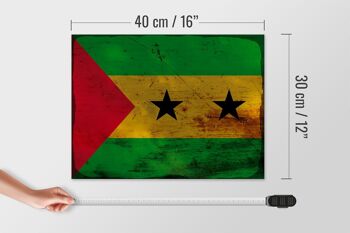 Panneau en bois drapeau São Tomé et Príncipe 40x30cm drapeau panneau rouille 4