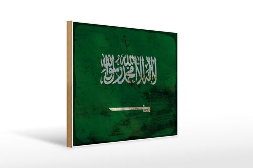 Holzschild Flagge Saudi-Arabien 40x30cm Saudi Arabia Rost Schild