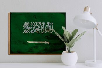 Panneau en bois drapeau Arabie Saoudite 40x30cm Panneau rouille Arabie Saoudite 3